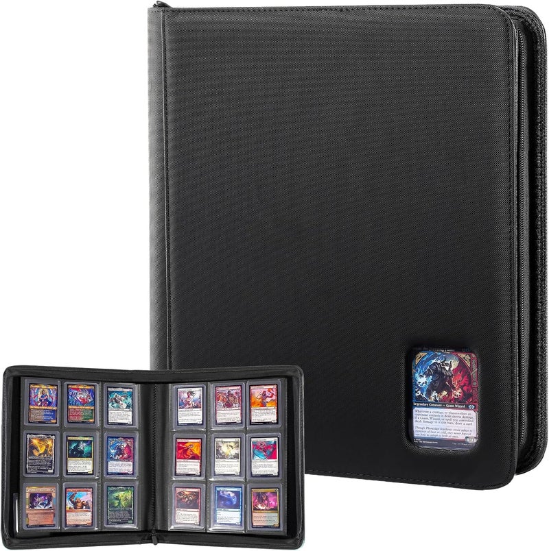 Procase Top Loader Binder, 9 Pocket Holds 324 Toploaders, Waterproof PU Leather with Non-PVC Pockets for Trading Cards or Sports Cards, Compatible with TCG, MTG in 3"x4" Toploader -Black - Image 1